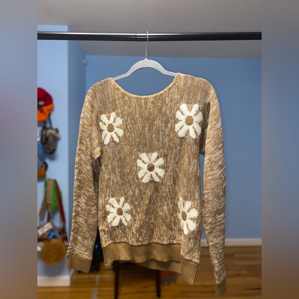 Brown Flower Sweater NWT